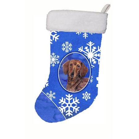 Carolines Treasures SC9368-CS 11 X 18 In. Dachshund Winter Snowflakes Christmas Stocking